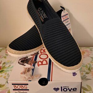 SKECHERS Women's Flexpadrille NAVY Lo Espadrille Flat Memory Foam - Size 8.5 NEW